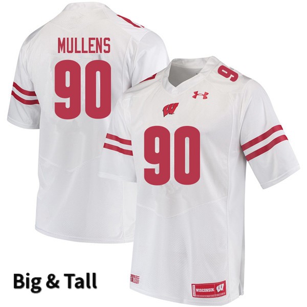 Wisconsin Badgers Men's #90 Isaiah Mullens NCAA Under Armour Authentic White Big & Tall College Stitched Football Jersey TE40Z85XS